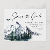 Waterverf bergen Forest Wedding Save the Date Briefkaart (Voorkant)