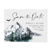 Waterverf bergen Forest Wedding Save the Date