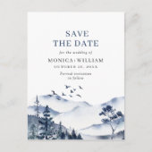 Waterverf bergen Forest Wedding Save the Date Briefkaart (Voorkant)