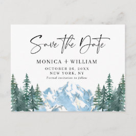 Waterverf bergen Forest Wedding Save the Date Briefkaart