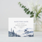 Waterverf bergen Forest Wedding Save the Date Briefkaart (Staand voorkant)