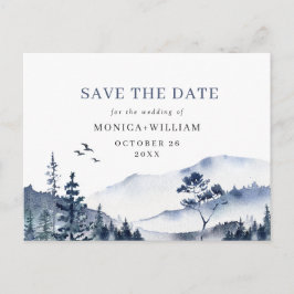 Waterverf bergen Forest Wedding Save the Date Briefkaart