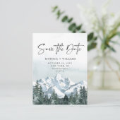 Waterverf bergen Forest Wedding Save the Date Briefkaart (Staand voorkant)