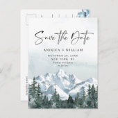 Waterverf bergen Forest Wedding Save the Date Briefkaart (Voorkant / Achterkant)