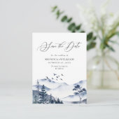 Waterverf bergen Forest Wedding Save the Date Briefkaart (Staand voorkant)