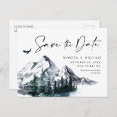 Waterverf bergen Forest Wedding Save the Date Briefkaart (Voorkant / Achterkant)