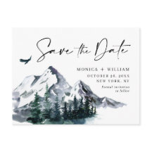 Waterverf bergen Forest Wedding Save the Date