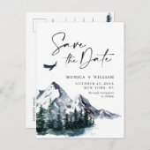 Waterverf bergen Forest Wedding Save the Date Briefkaart (Voorkant / Achterkant)