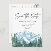 Waterverf bergen Forest Wedding Save the Date Briefkaart (Voorkant / Achterkant)