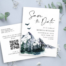 Waterverf bergen Forest Wedding Save the Date Briefkaart