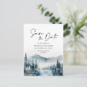 Waterverf bergen Forest Wedding Save the Date Briefkaart (Staand voorkant)