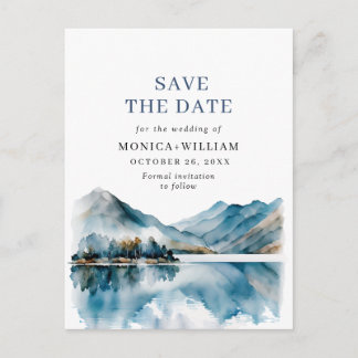 Waterverf bergen Forest Wedding Save the Date Briefkaart
