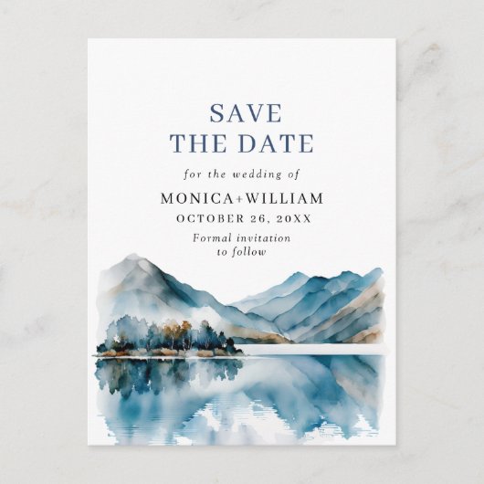 Waterverf bergen Forest Wedding Save the Date Briefkaart (Voorkant)