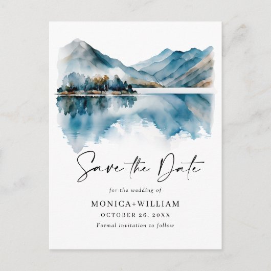 Waterverf bergen Forest Wedding Save the Date Briefkaart (Voorkant)