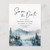 Waterverf bergen Forest Wedding Save the Date Briefkaart (Voorkant)