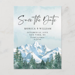 Waterverf bergen Forest Wedding Save the Date Briefkaart