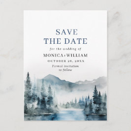 Waterverf bergen Forest Wedding Save the Date Briefkaart