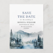 Waterverf bergen Forest Wedding Save the Date Briefkaart (Voorkant)