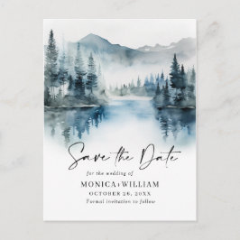 Waterverf bergen Forest Wedding Save the Date Briefkaart