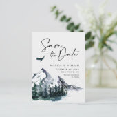 Waterverf bergen Forest Wedding Save the Date Briefkaart (Staand voorkant)