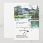 Waterverf Bergen geschilderde bruiloft Kaart (Voorkant / Achterkant)