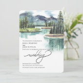 Waterverf Bergen geschilderde bruiloft Kaart (Staand voorkant)