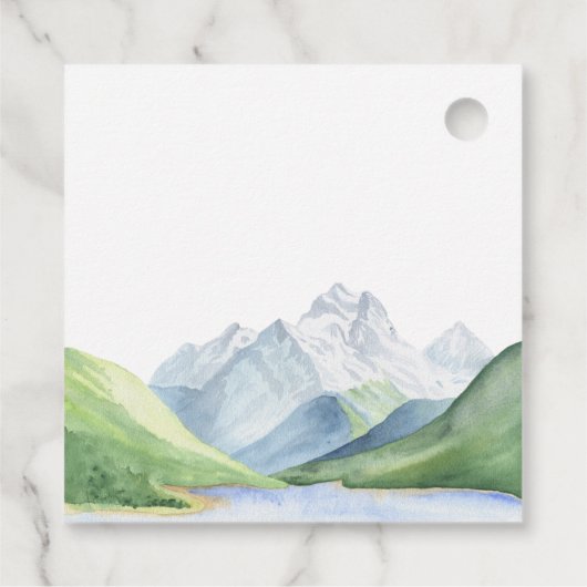 Waterverf bergen - Laat het avontuur beginnen Bedankjes Labels (Achterkant)