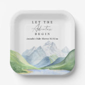 Waterverf bergen - Laat het avontuur beginnen Papieren Bordje (Voorkant)