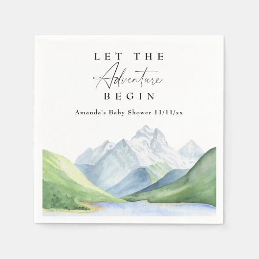 Waterverf bergen - Laat het avontuur beginnen Servet (Voorkant)
