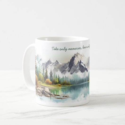 Waterverf Bergen & Lake Landscape met offertes Koffiemok (Voorkant links)