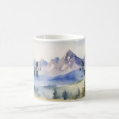 Waterverf Bergen Landschap Monogram Naam Koffiemok (Center)