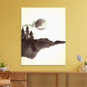  Waterverf bergen Moon Pine Trees Canvas Afdruk (Insitu (Woonkamer))