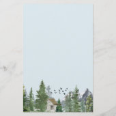 Waterverf bergen Natuur Fir Trees Forest Cabin Briefpapier (Achterkant)
