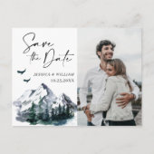 Waterverf bergen PHOTO Weddenschap Save the Date Briefkaart (Voorkant)