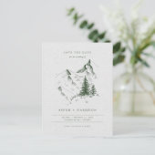 Waterverf bergen Pine Forest Save the Date Kaart (Staand voorkant)