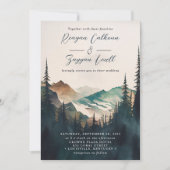 Waterverf bergen Pine Forest Script Weddenschap Kaart (Voorkant)