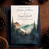 Waterverf bergen Pine Forest Script Weddenschap Kaart