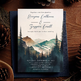 Waterverf bergen Pine Forest Script Weddenschap Kaart