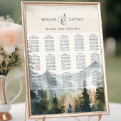 Waterverf Bergen & Pines Bruiloft Zitkaarten Poster