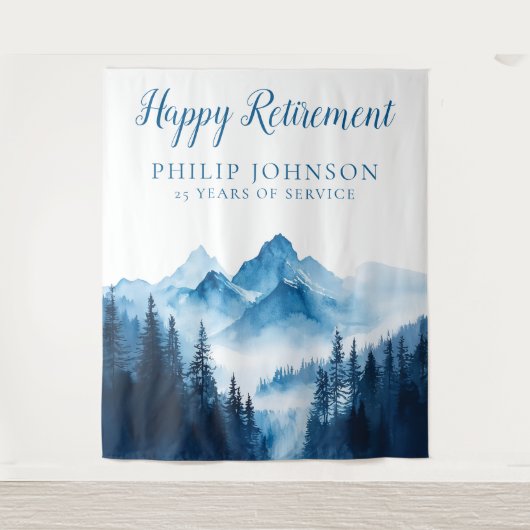 Waterverf Bergen Retirement Party Achtergrond Wandkleed (Voorkant)