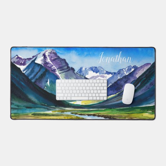 Waterverf bergen Schilderachtig landschap Bureaumat (Keyboard & Muis)