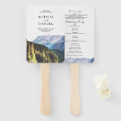 Waterverf Bergen Trouwprogramma Fan Handwaaier (Voorkant en achterkant)