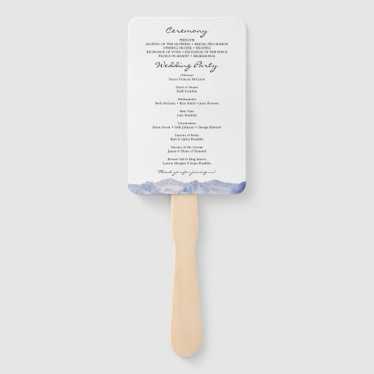 Waterverf Bergen Trouwprogramma Fan Handwaaier (Achterkant)