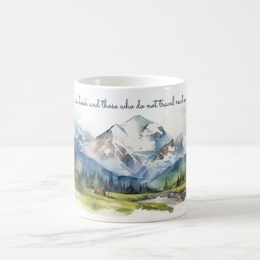 Waterverf Bergen Valleilandschap met Quotes Koffiemok (Center)