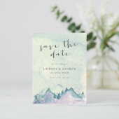 Waterverf bergen Weddenschap Save the Date Briefkaart (Staand voorkant)