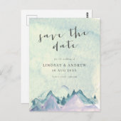 Waterverf bergen Weddenschap Save the Date Briefkaart (Voorkant / Achterkant)