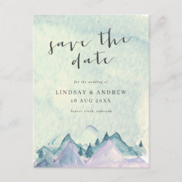 Waterverf bergen Weddenschap Save the Date Briefkaart