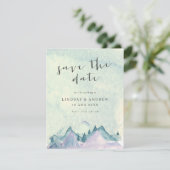 Waterverf bergen Weddenschap Save the Date Kaart (Staand voorkant)