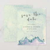 Waterverf bergen Weddenschap Save the Date Kaart (Voorkant / Achterkant)