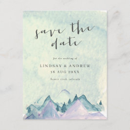 Waterverf bergen Weddenschap Save the Date Kaart